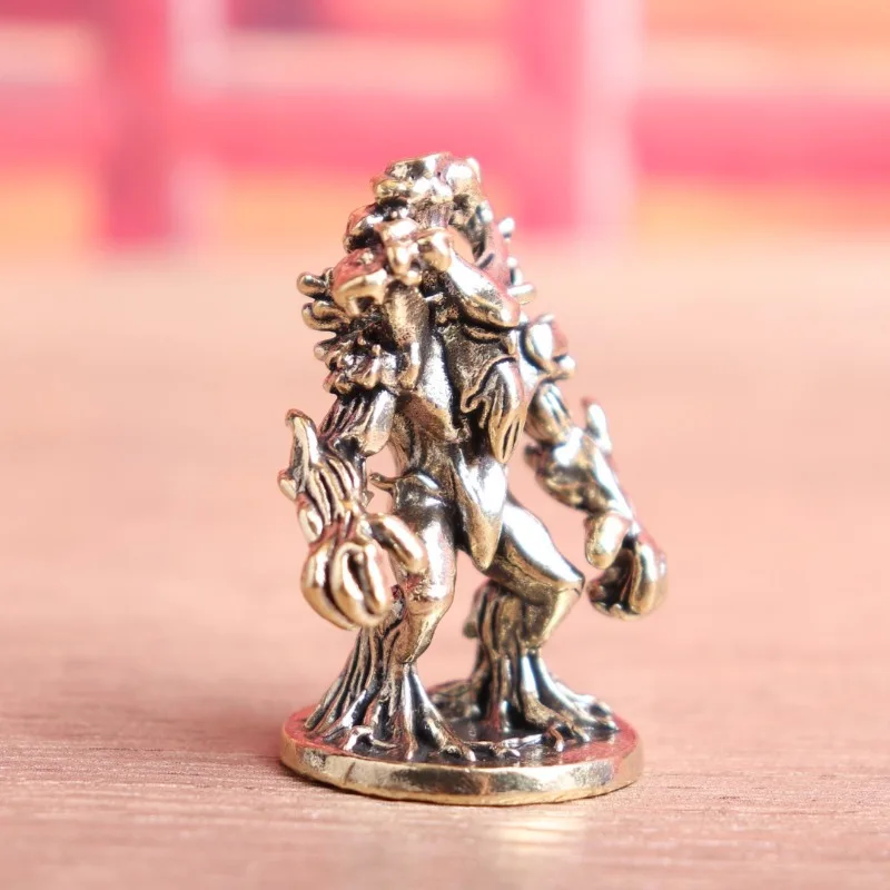 Retro Antiqued Brass Tree Monster Figurine Small Fantasy Creature Statue Desktop Decoration Tea Pet Collectible Handicraft Gift photo 5