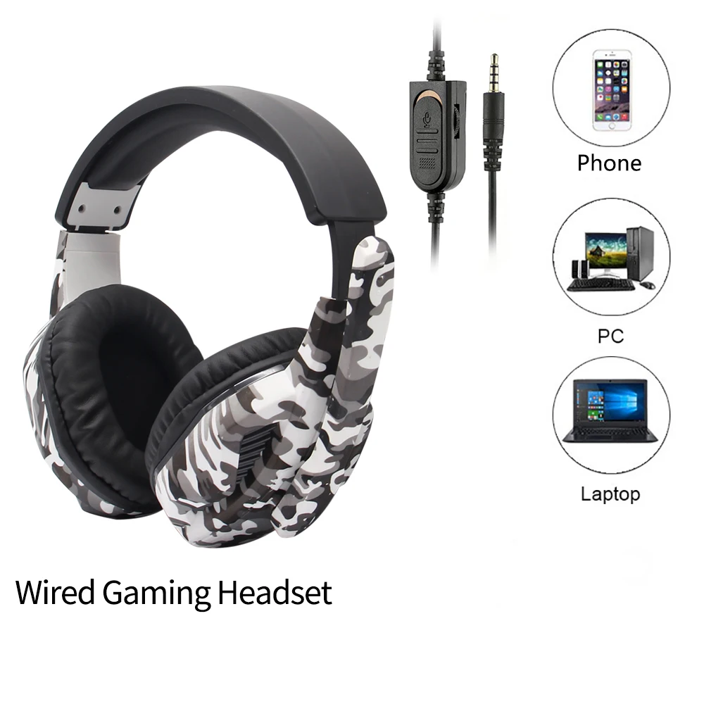 Camouflage Gaming Headset 3.5mm AUX Jack Wired Headphones Gamer Cool Game Headphone With Microphone ForPS4 ForXbox One PC Phone photo 1