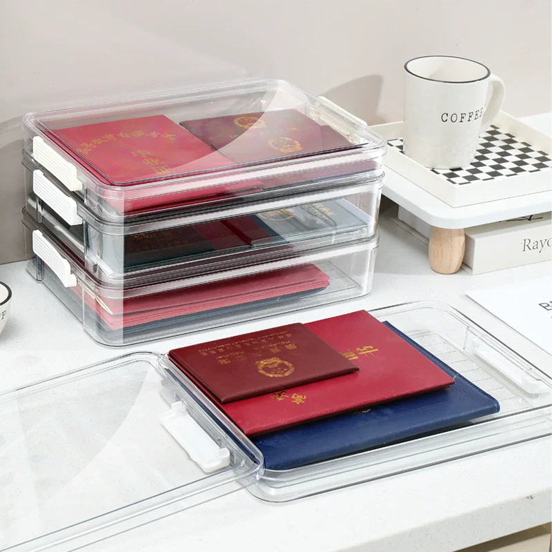 Acrylic Transparent Desktop Paper Storage Box A4 File Document Exam Paper Organizer Household Dust Proof Card Holder Case photo 6