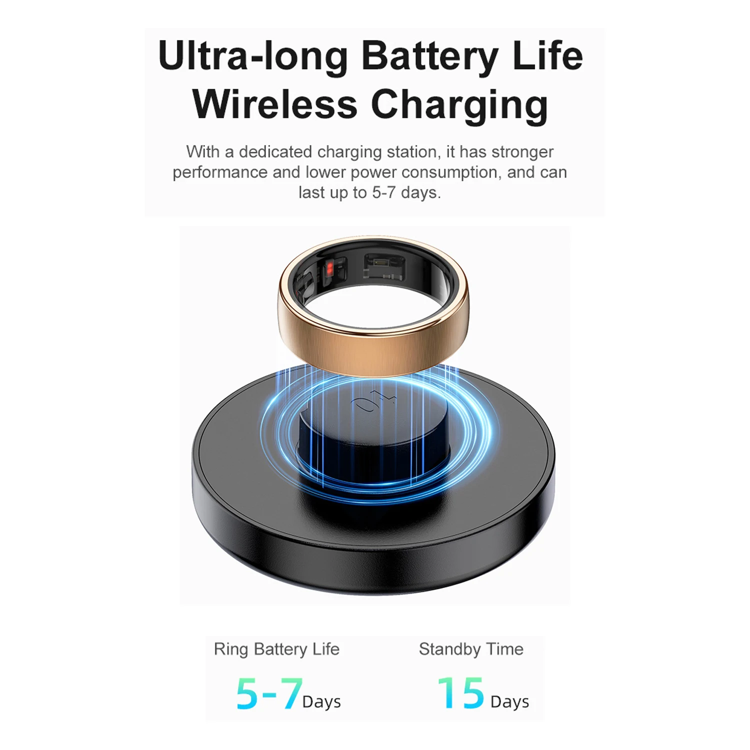 Uhoofit R10 Smart Ring with Charging Dock Men Women Health Sleep Heart Rate Monitoring IP68 & 5ATM Waterproof Multi-sport Mode photo 5