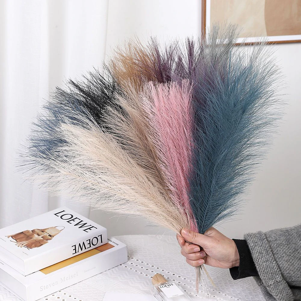 5/10/20PCS Fluffy Pampas Grass Boho Decor Artificial Flower Fake Plant Reed Simulated Party Wedding Home Decoration 42CM photo 4