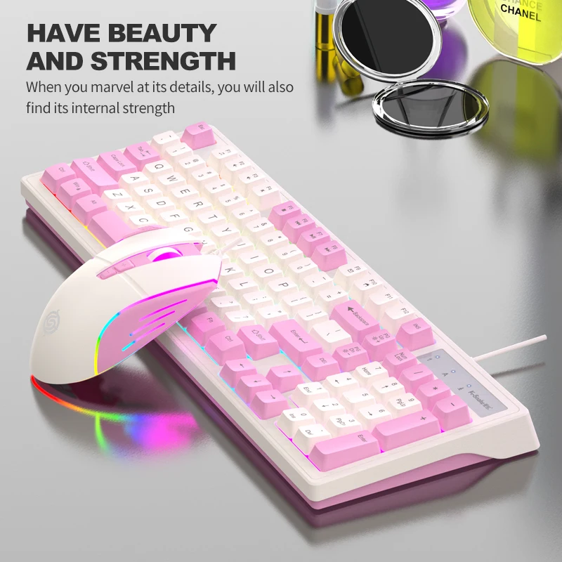 KM800 wired mechanical tactile keyboard and mouse set 98 key e-sports gaming computer laptop office photo 2