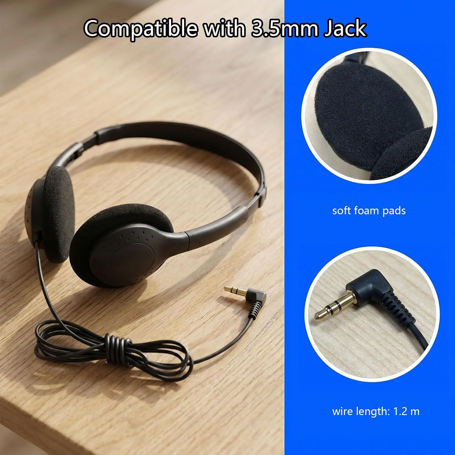 2/4/6Pcs 3.5mm Wired Computer Headphone No Microphone Gaming Headset Noise Canceling Sports MP3 Earphone Wired Stereo Headset photo 4