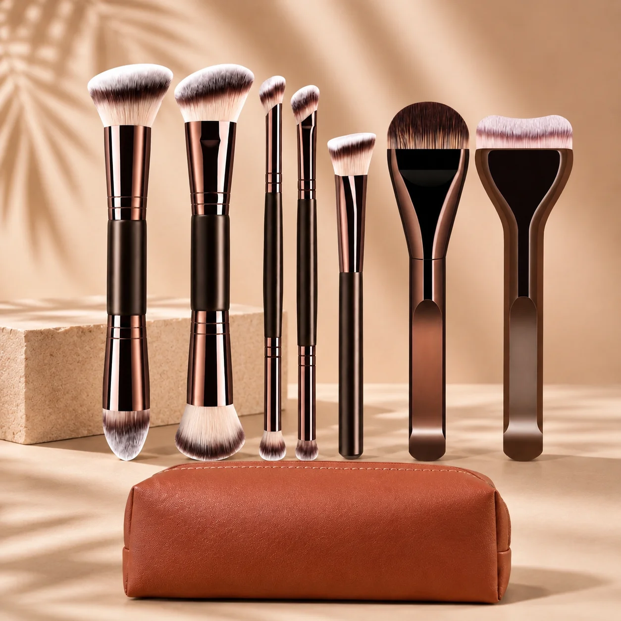 Professional Dual-Ended Makeup Brush Set Includes Foundation Brush, Contour Brush, Blush Brush, Powder Brush, Eyeshadow Brush, C photo 4