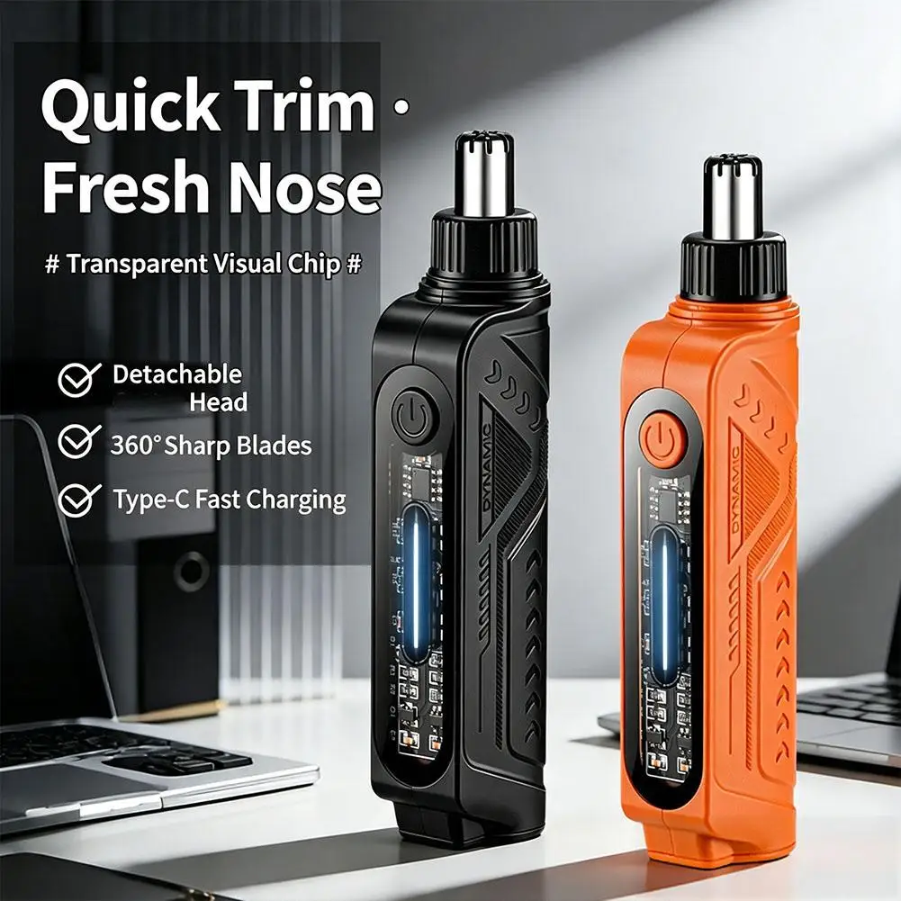 Rechargeable Nose Ear Hair Trimmer 360° Rotatable Anti‑Pinch Washable Detachable Head Type‑C Charging Portable Men Grooming Tool photo 4