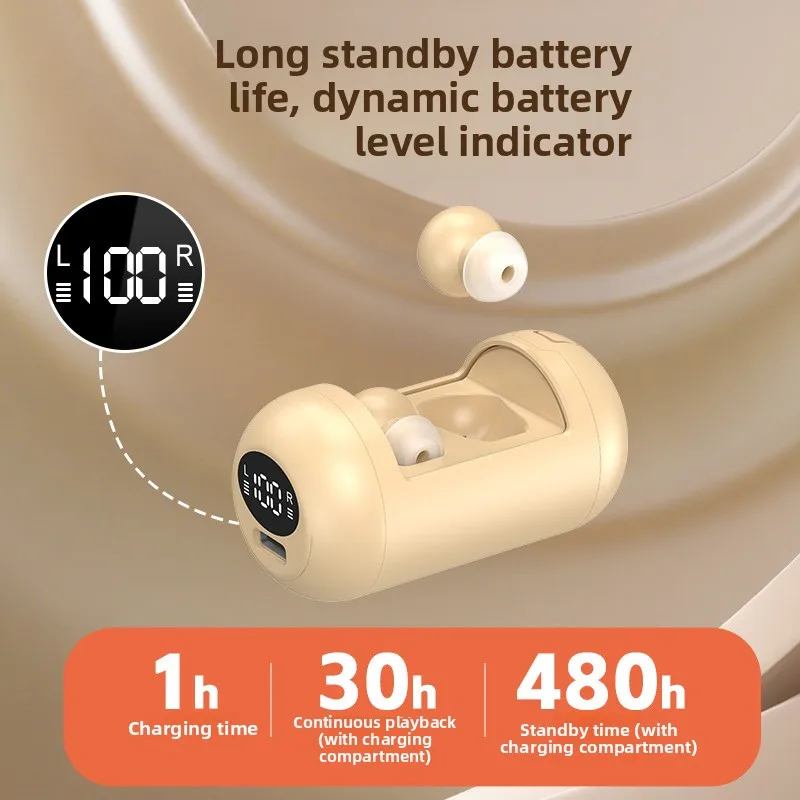 Mini Bean Sleep In-ear Wireless Bluetooth Headphone Ultralight Weight Power Display Earphone Comfortable Wear Sport Game Earbud photo 6