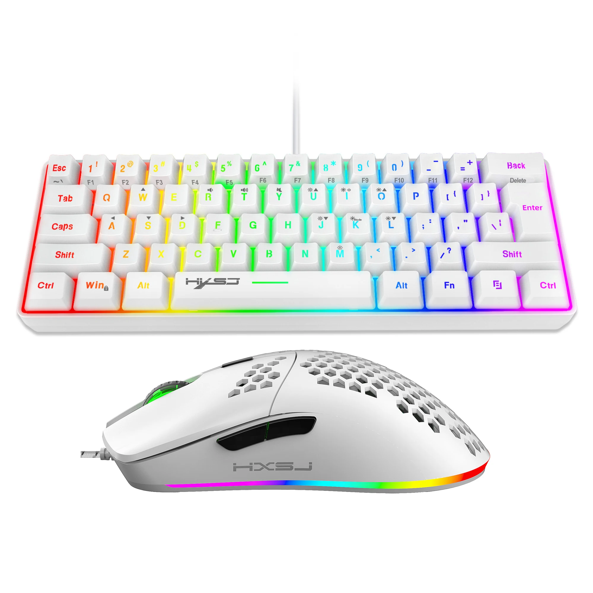 Hot Selling HXSJ 61 Keys V700 RGB Luminous Mechanical Feel Keyboard and Mouse Combos Gaming Set for Computer Game photo 6