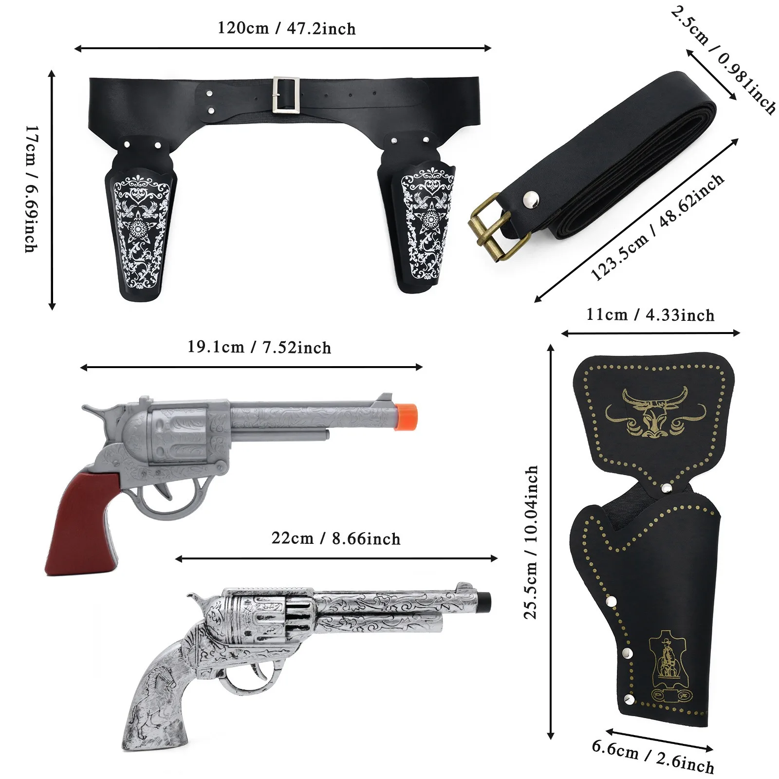 Medieval Cosplay Outfit Set Cowboy Holster Hat Toy Gun Cowboy Gun Belt Holster Clothing Accessories photo 5