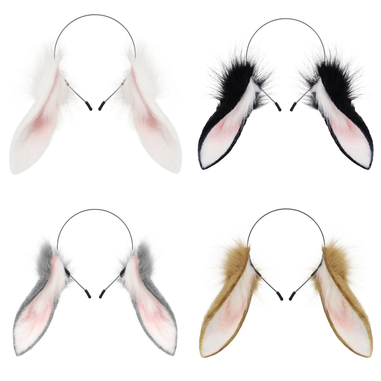 Animal Rabbit Ears Headband Faux Fur Bunny Headwear Plush Hairband Party Cosplay Costume Accessories photo 1
