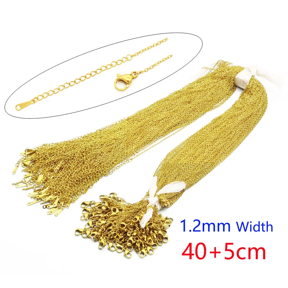 100pcs/Lot Bulk Wholesale 304 Stainless Steel Cable Link Rolo Chain Necklace Gold Color 45-50cm for DIY Jewelry Making Women photo 6