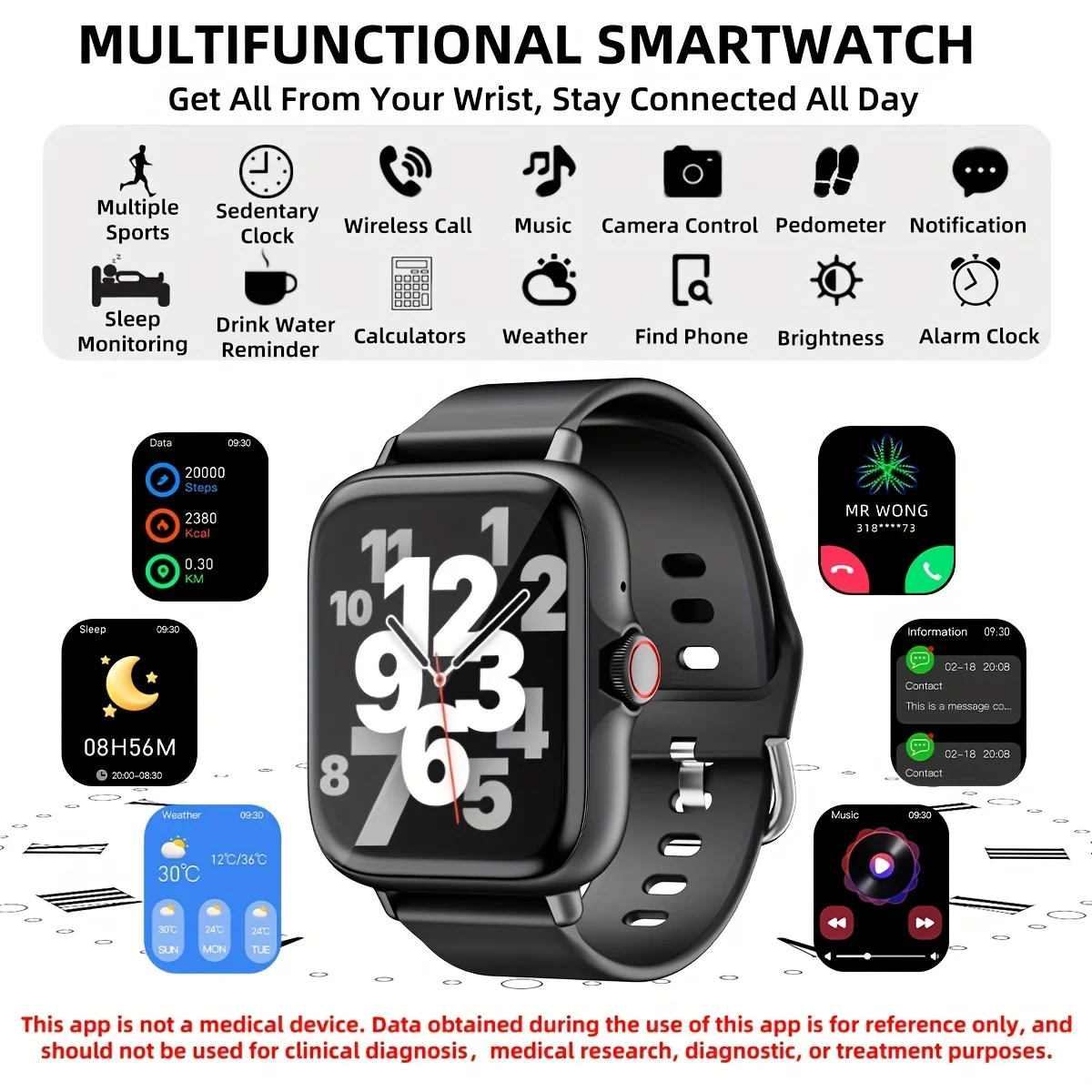 Make/Answer Call Smartwatch, with Multi-Sport Modes, Wireless Call and Answer, Pedometer, Information Alerts, SportSmart Fitness photo 3