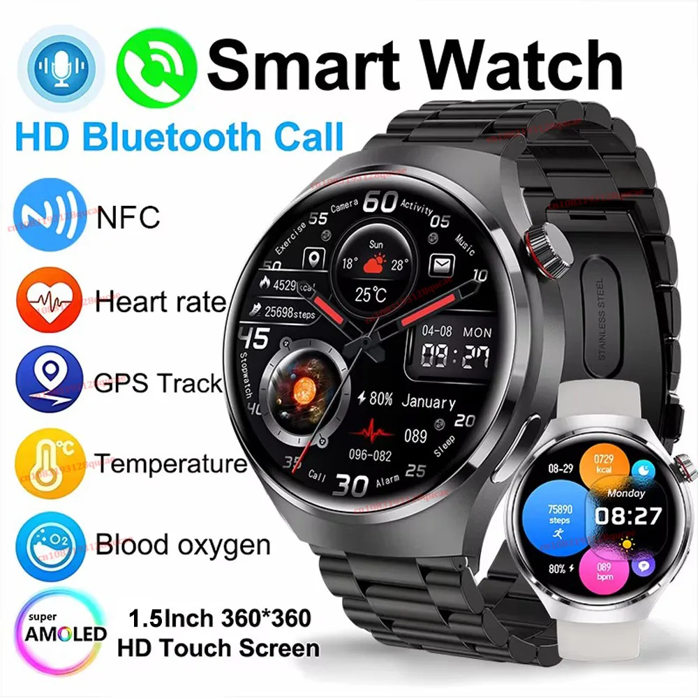 2026 New Smart Watch Men AMOLED HD Screen GPS Motion Trajectory Heart Rate Bluetooth Call SmartWatch Waterproof Android iOS Ht30 photo 1