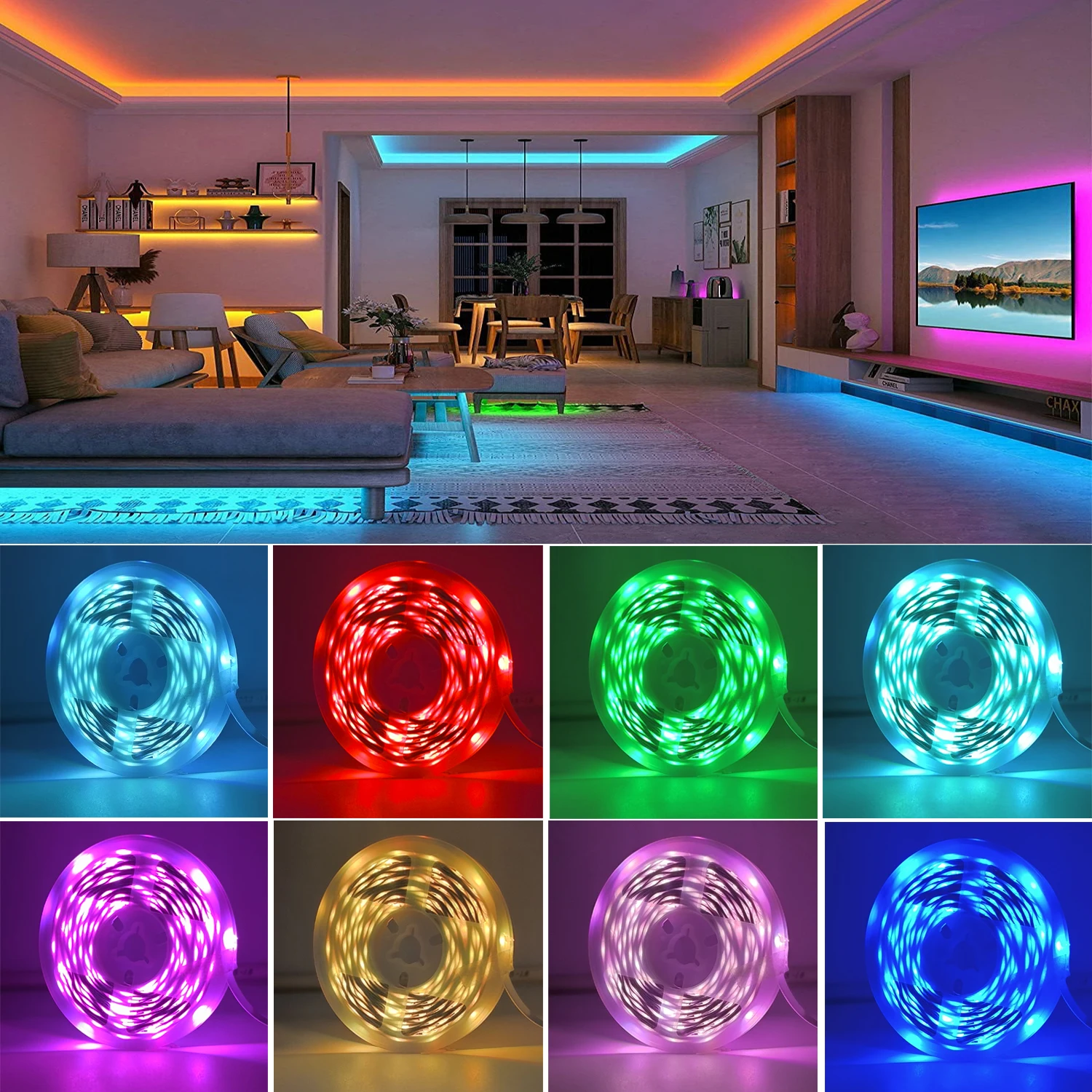 RGB Led Strip Lights 5m 10m 20m 30m Led Room Light with APP Control Flexible Ribbon Luces Led Tape for Room Bedroom Decoration photo 2