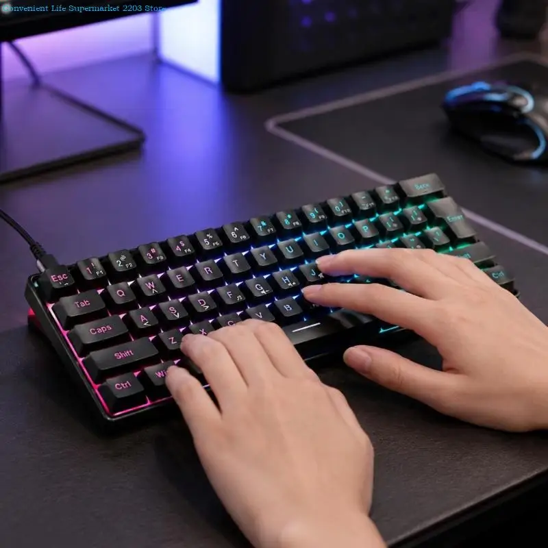 Mini 61-Key USB Mechanical Keyboard with Raised Profile, Small 60% for Laptop Typing, Office Desks, Study Areas, and Play photo 5