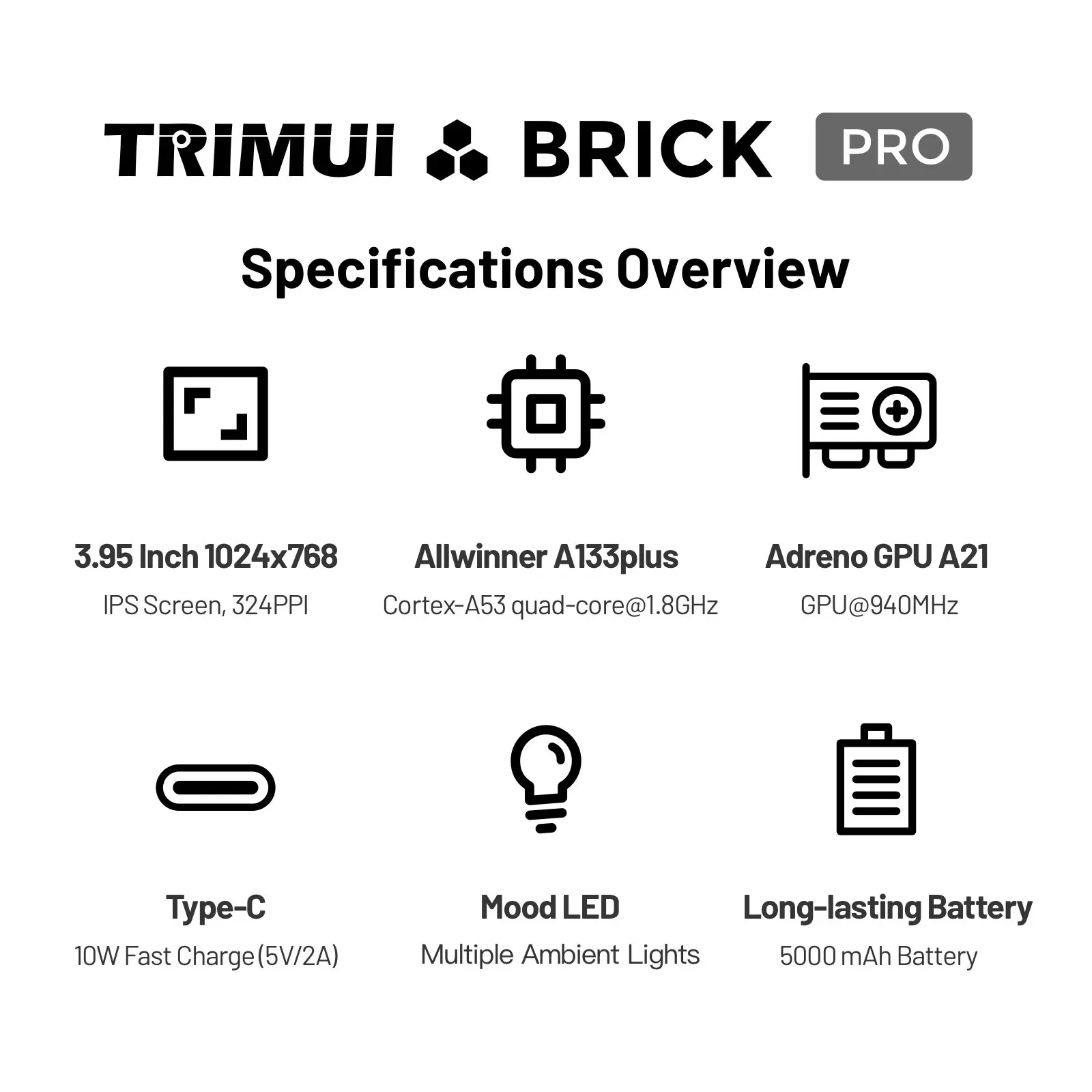 TRIMUI BRICK PRO Retro Handheld Game Console Portable Video Player Linux System Open Source 3.95 Inch Palm Phone Games Gifts photo 2