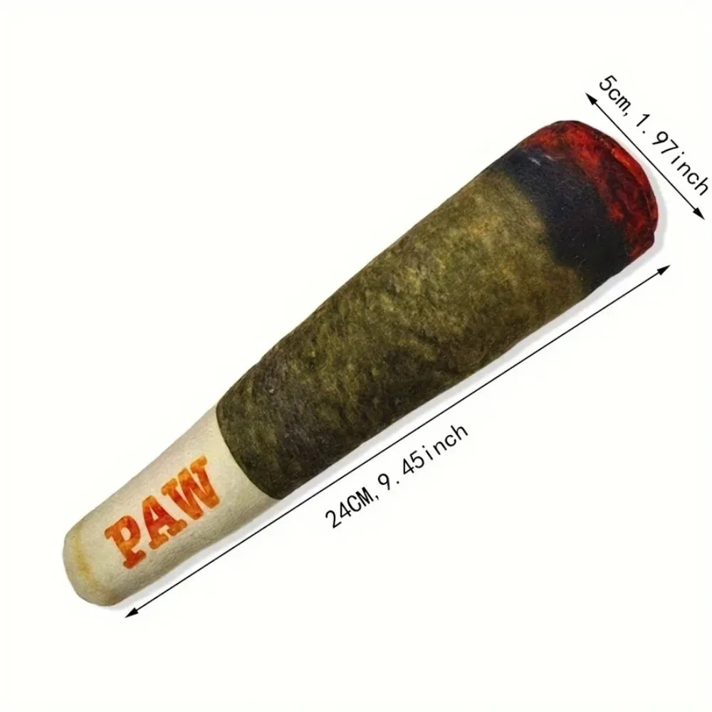 Dog Squeaky Toy Green Realistic Cigar Shaped Plush Pet Toy Interactive Chewing Entertainment Toy For Dogs Pet Play Supplies photo 4