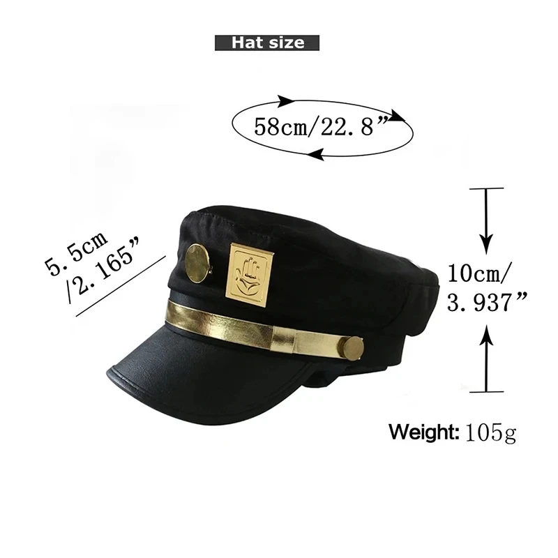Anime JoJo's Bizarre Adventure Kujo Jotaro Cosplay Cap Unisex Adult Metal Badge Hat Prop photo 2