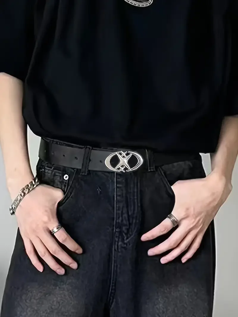 Stylish Oval Cross Metal Buckle Belt - Durable, Simple, and Universally Compatible - Unisex Gift Idea for Men and Women photo 5