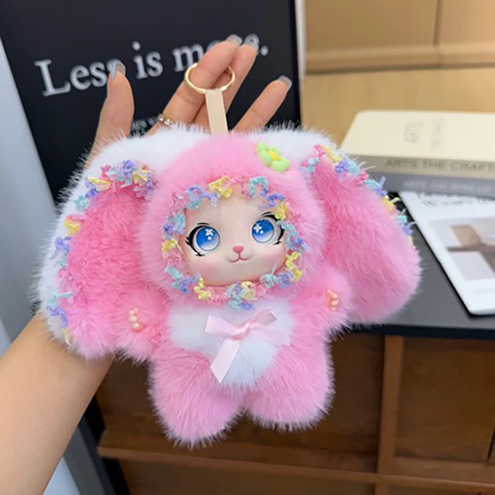 Cute and colorful Plush Rabbit doll; Children's Plush Animal Rabbit doll; Long-Eared Cute Rabbit Lace-Trimmed Plush doll Pendant photo 2