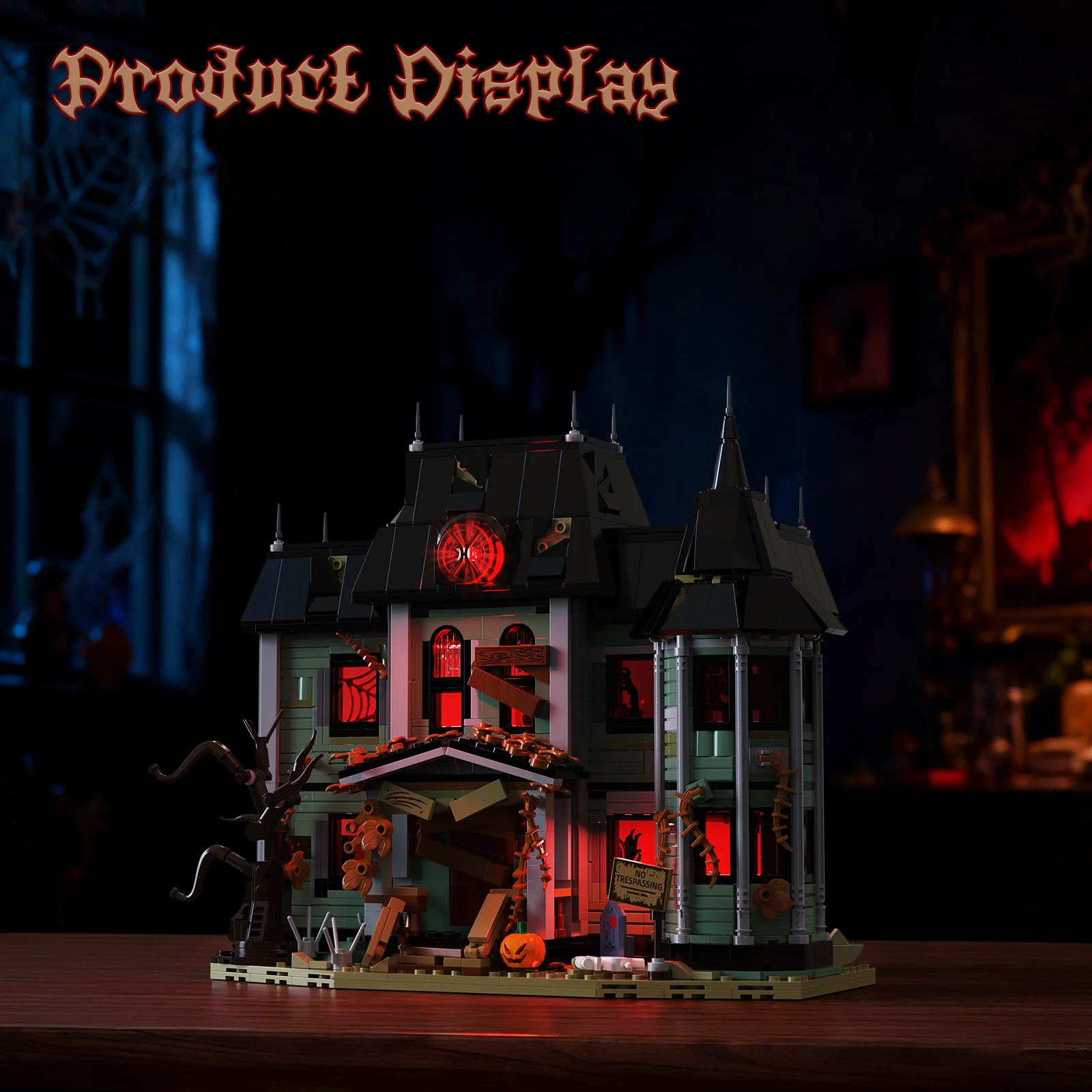Horror Haunted House Building Blocks Set Neibolt Mansion Model Desktop Display Ornament Home Room Decoration Halloween Collectible Gift for Adult Hobbyists photo 2