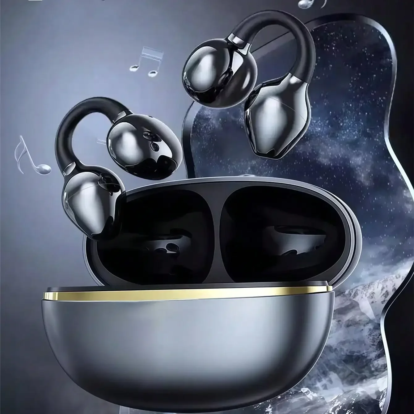 Original Ear-Clip Surround Bluetooth Headphones Bone Conduction Earphone Wireless Earbuds Stereo Bass Sports Headset with Mic photo 3