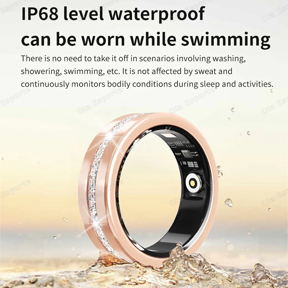 Diamond Fashion Women Smart Ring With Box IP68 Waterproof Lady ring Heart Rate Health Monitor Sports Pedometer Fitness Ring R12 photo 6