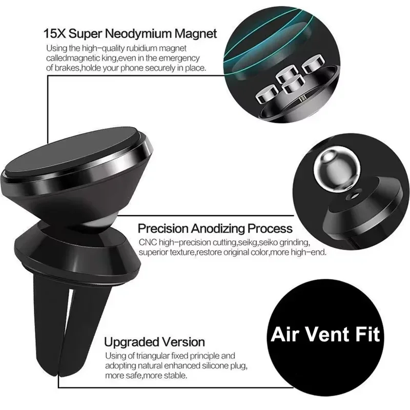 Magnetic Phone Holder Car Mount With Car Air Vent Clip Cellphone Mount Phone Bracket 360 Degree Adjustable Smart Phone Universal photo 6