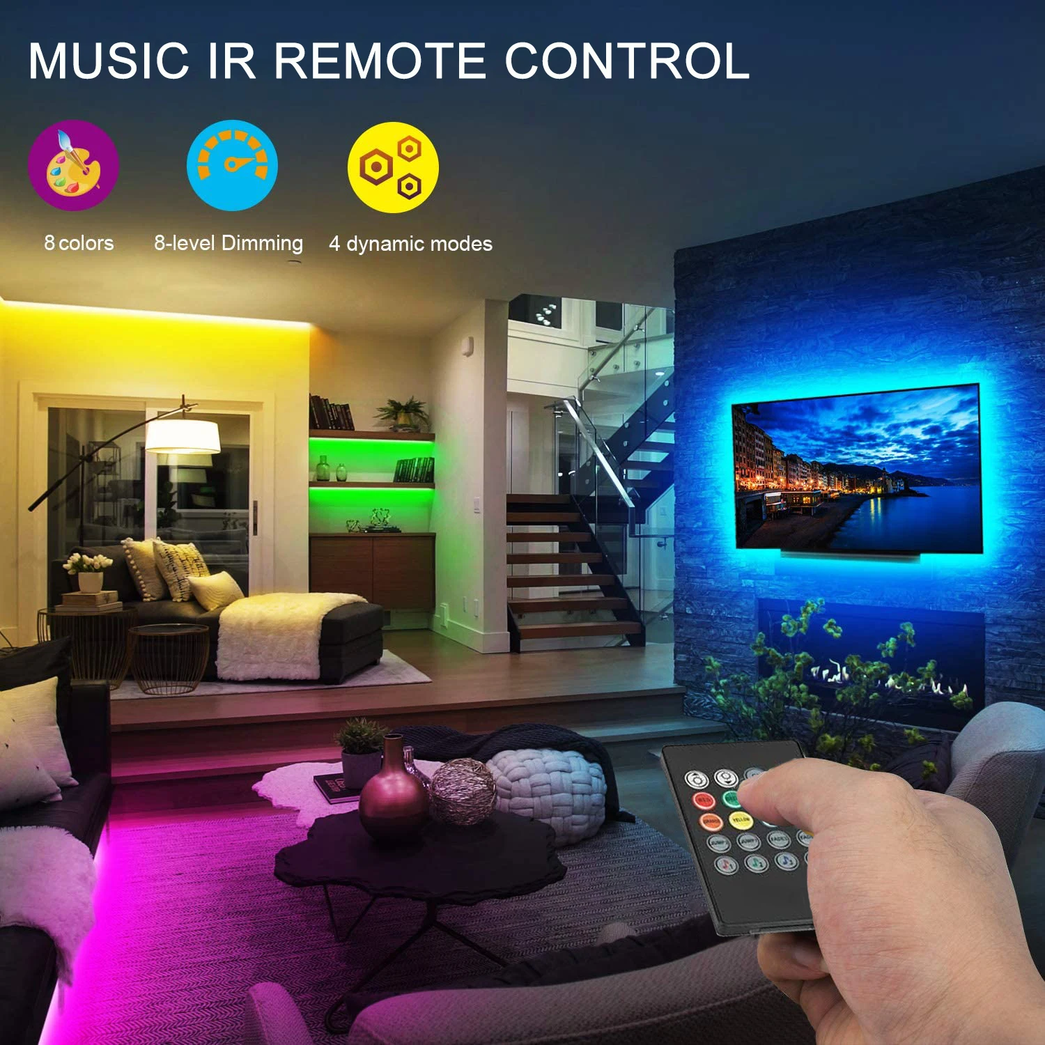 RGB Led Strip Lights Music Sync Led Lights for TV USB 5V Led Tape Ribbon for TV Backlight Room Bedroom Decoration photo 2