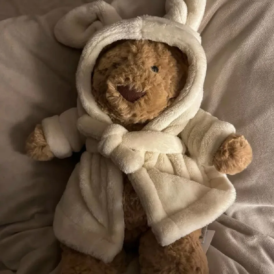 Cute Bunny Hood Bathrobe Teddy Bear Plush Doll Soft Stuffed Animal Sofa Decor Birthday Valentine Gift Cuddle Companion Toy photo 3