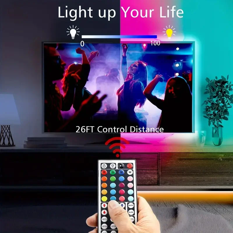 USB 5050 RGB LED Strip Lights with Remote Control 44 Lighting Modes Dimmable Million Gradient Colors for Bedroom Festival Decor photo 4