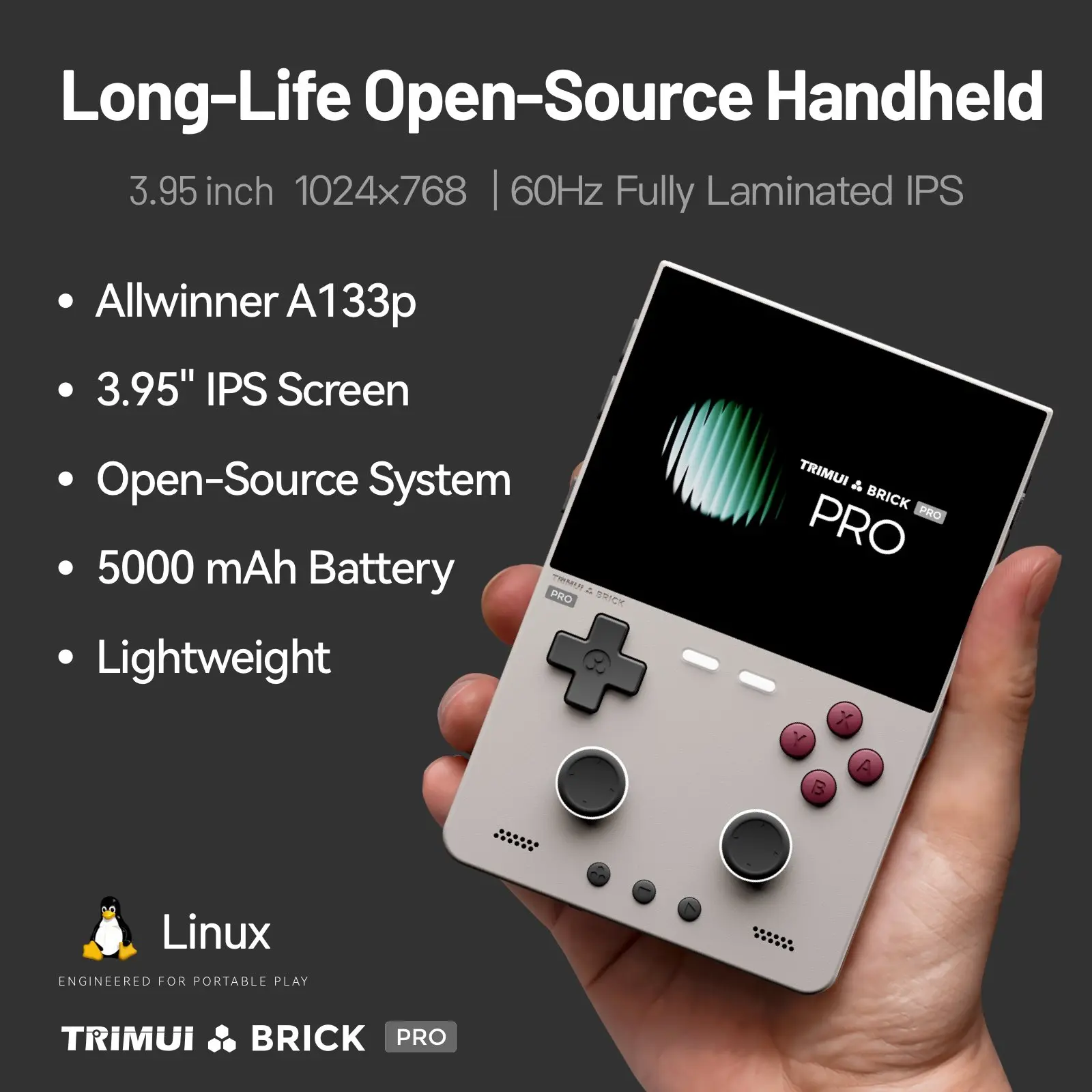 TRIMUI BRICK PRO Retro Handheld Game Console Portable Video Player Linux System Open Source 3.95 Inch Palm Phone Games Gifts photo 6