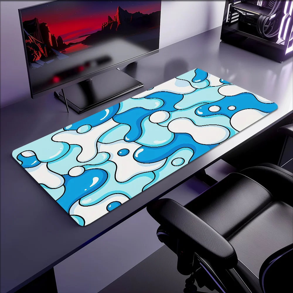 Mouse Pad MousePad Non-slip Lockedge Blue Art Office Student Gaming Thickened Large Writing Pad Wave Cushion photo 5