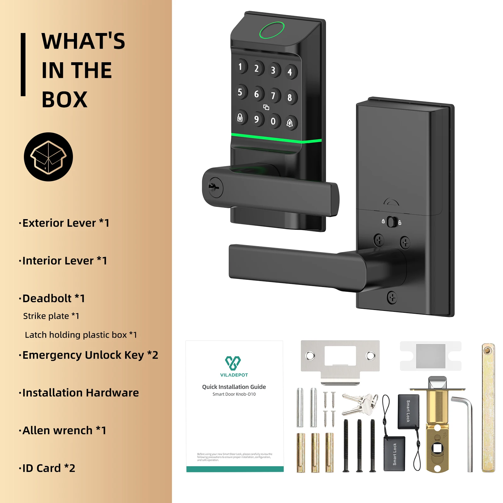 Viladepot Smart Lock Fingerprint Door Lock TYPE-C Interface App Control Passcode Unlock Electronic Touchscreen Keypad Handle photo 6