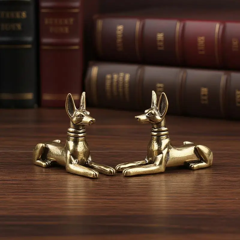 Vintage Handmade Copper Egyptian Pharaoh Hound Statue Brass Animal Dog Figurine for Office Desk Decor Collectible Gift photo 5