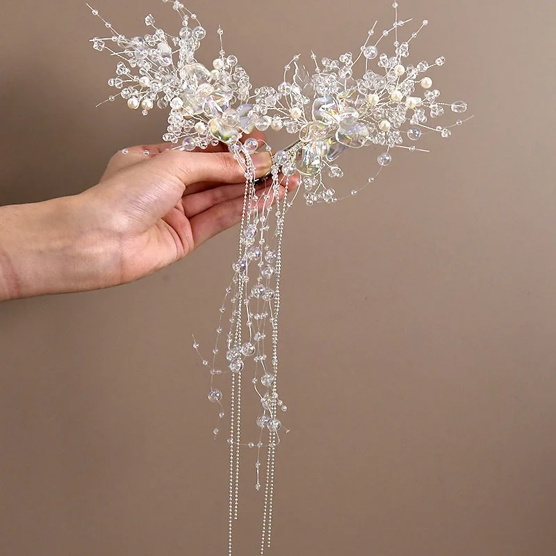 Long Fringe Rhinestones Hair Clips for Women Fairy Temperament Sweet Princess Hairpins Fashion Bride Hair Accessories photo 4