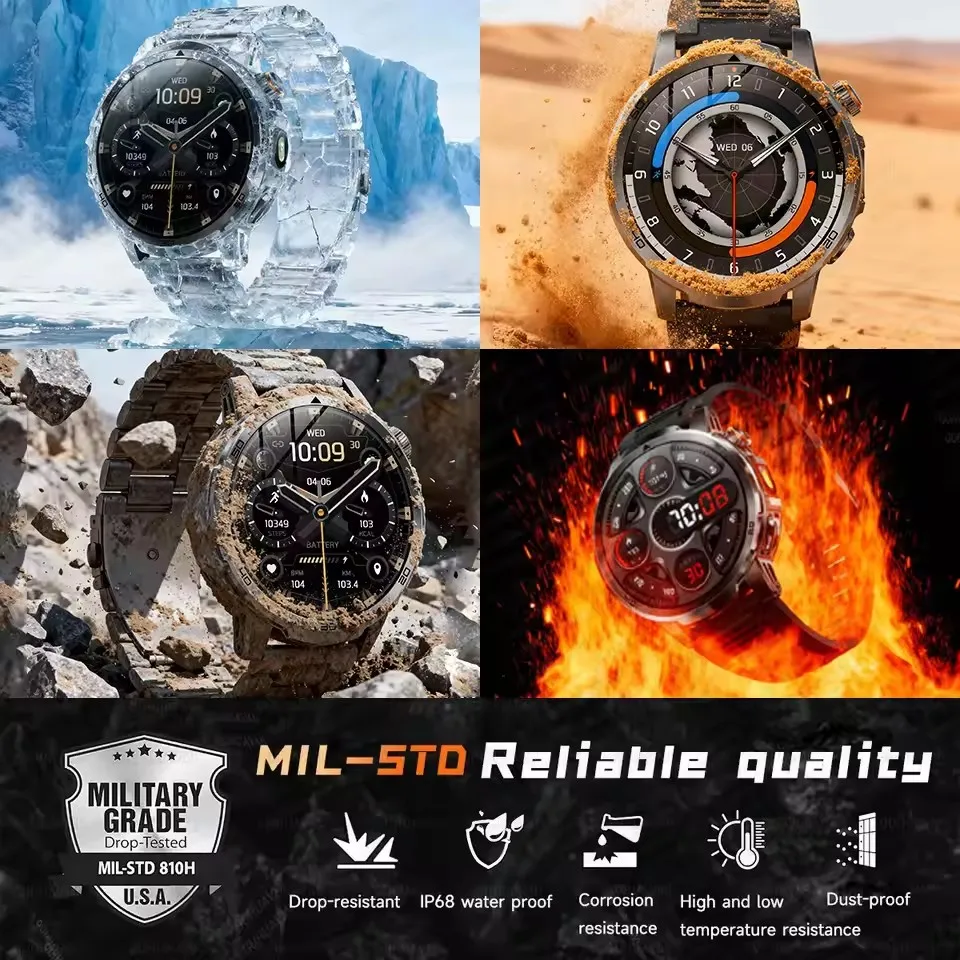 2026 Military T-Rex 3 Smart Watch Fitness Clock Men 466*466 AMOLED Screen 1000mAh Battery Flashlight Call Waterproof Smartwatchs photo 4