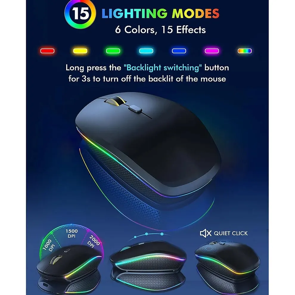 JOMAA 2.4G Wireless Keyboard Mouse Combo RGB Backlit Rechargeable Full-Size Ergonomic Type-c Wireless Keyboard Mouse Set photo 3