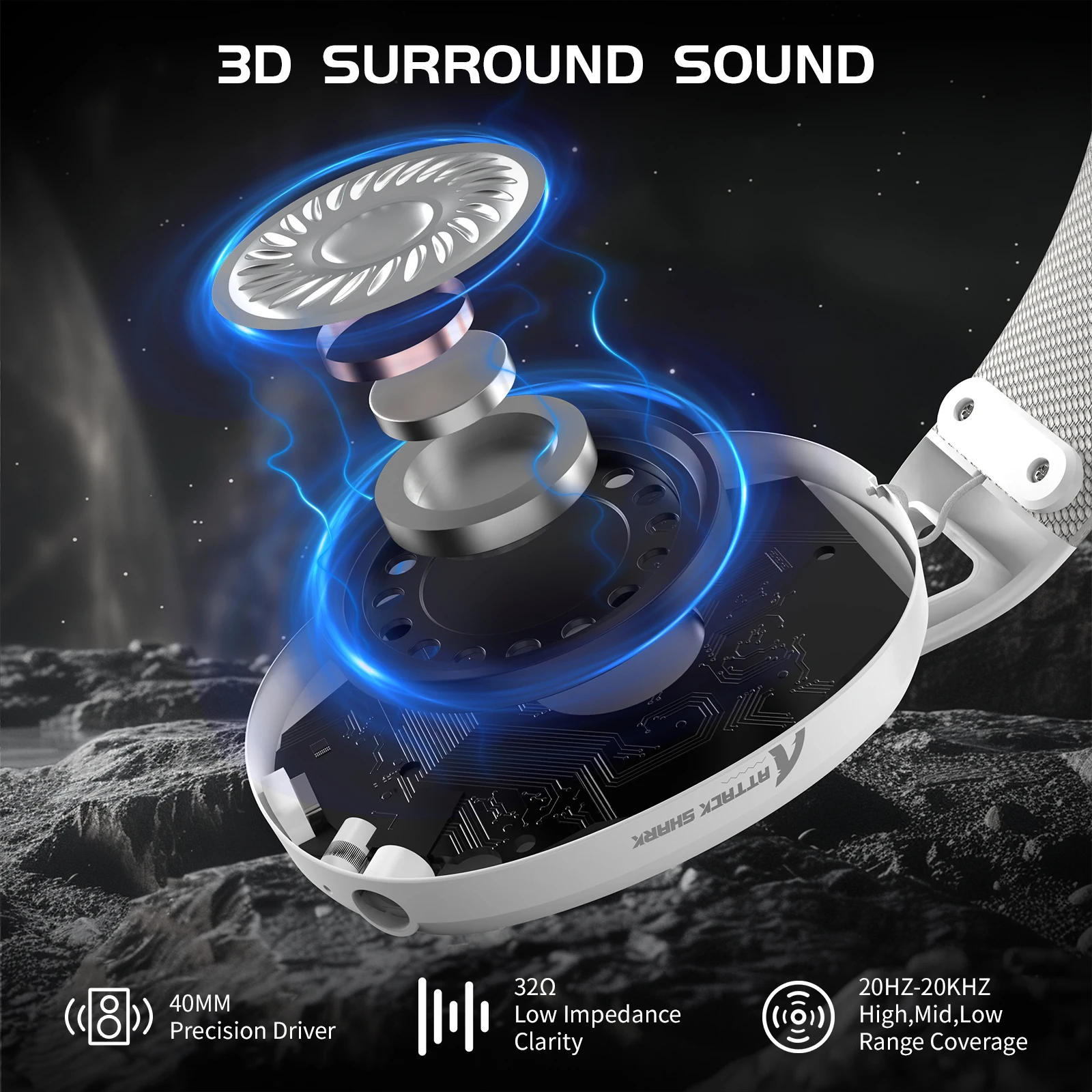 ATTACK SHARK L80 Ultra-Light Tri-Mode Gaming Headset Lightweight Wireless Gaming Headset for PC/PS4/PS5/Switch/Xbox photo 3