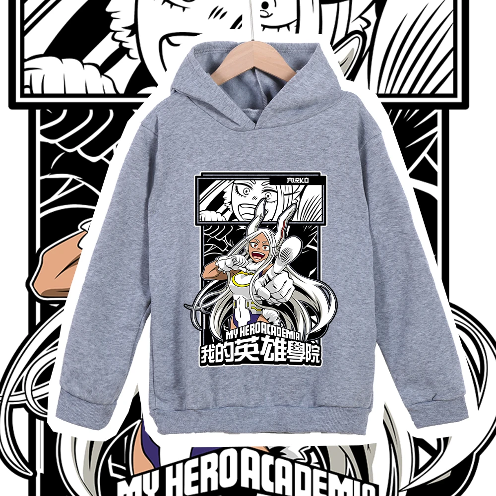 Kids Anime Mha Mirko Print Cotton Hoodie Sweatshirt for Boys Girls 100-160cm Casual Childrens Pullover Cartoon Clothes photo 3