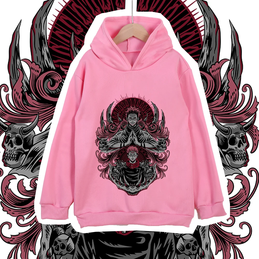 Kids Anime Hoodie Jujutsu Kaisen Sukuna Itadori Print Cotton Sweatshirt Unisex Boys Girls Casual Pullover 100-160cm photo 3
