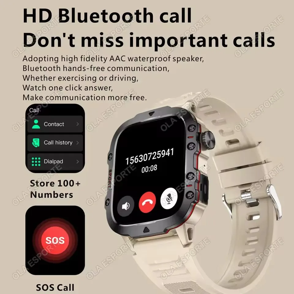 2026 New Military Smart Watch Men 3ATM Outdoor Sports Fitness Tracker Blood Pressure Health Monitor BT Calls GPS Smartwatch HT30 photo 3