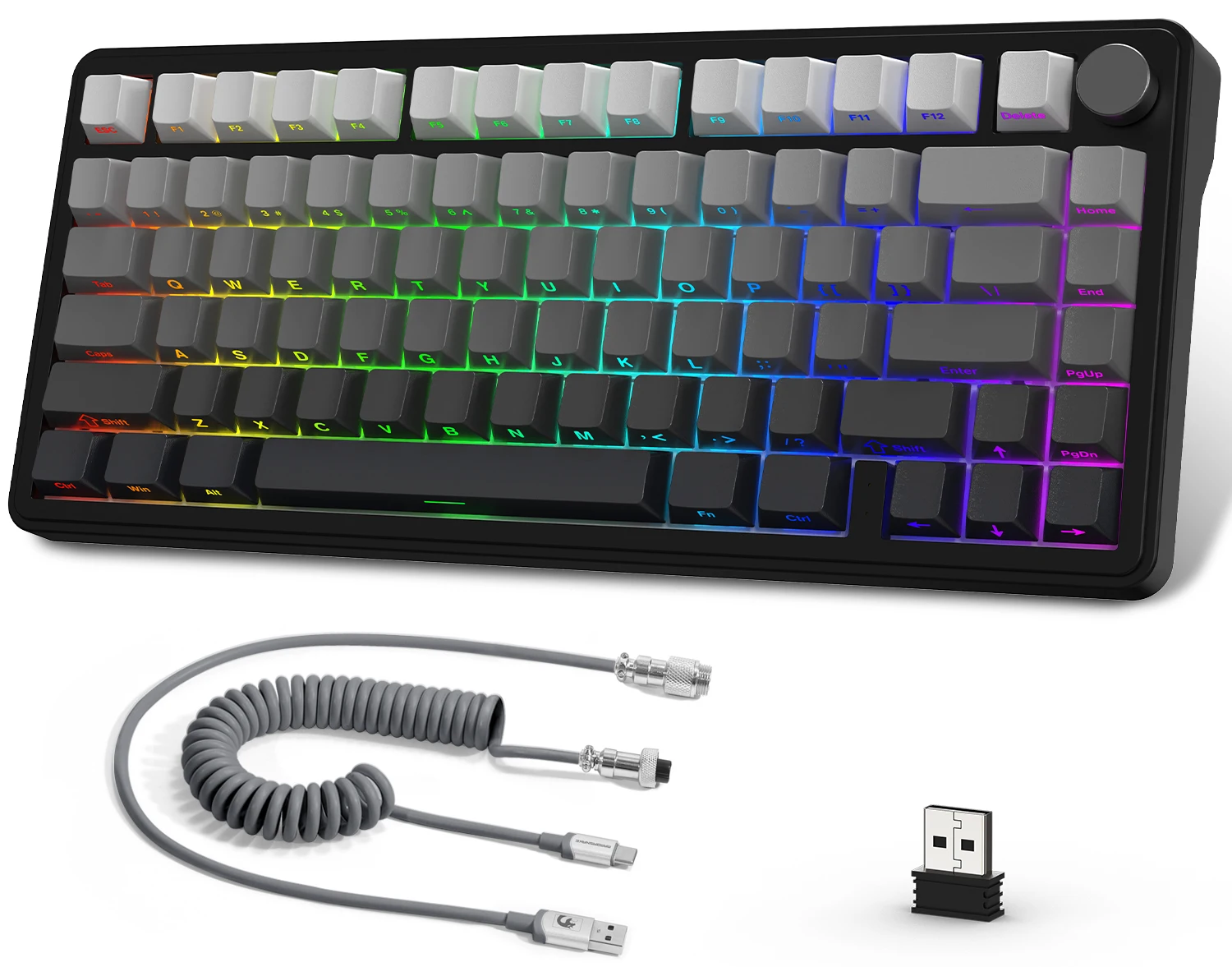 ATTACK SHARK X85 75% Tri‑Mode(Wired/2.4GHz/Bluetooth) Hot Swap Mechanical Keyboard Kit With C01ULTRA RGB Aviator Coiled Cable photo 2