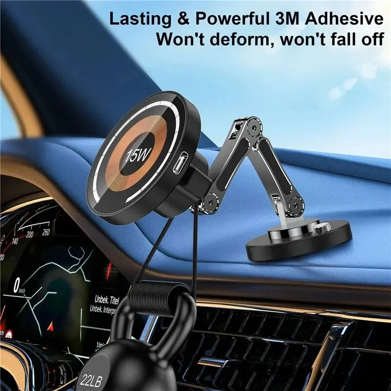 Magnetic Car Wireless Charger Stand Magnet Car Mount Fast Charging Station Phone Holder Bracket For Macsfae iPhone 15 14 13 12 photo 3
