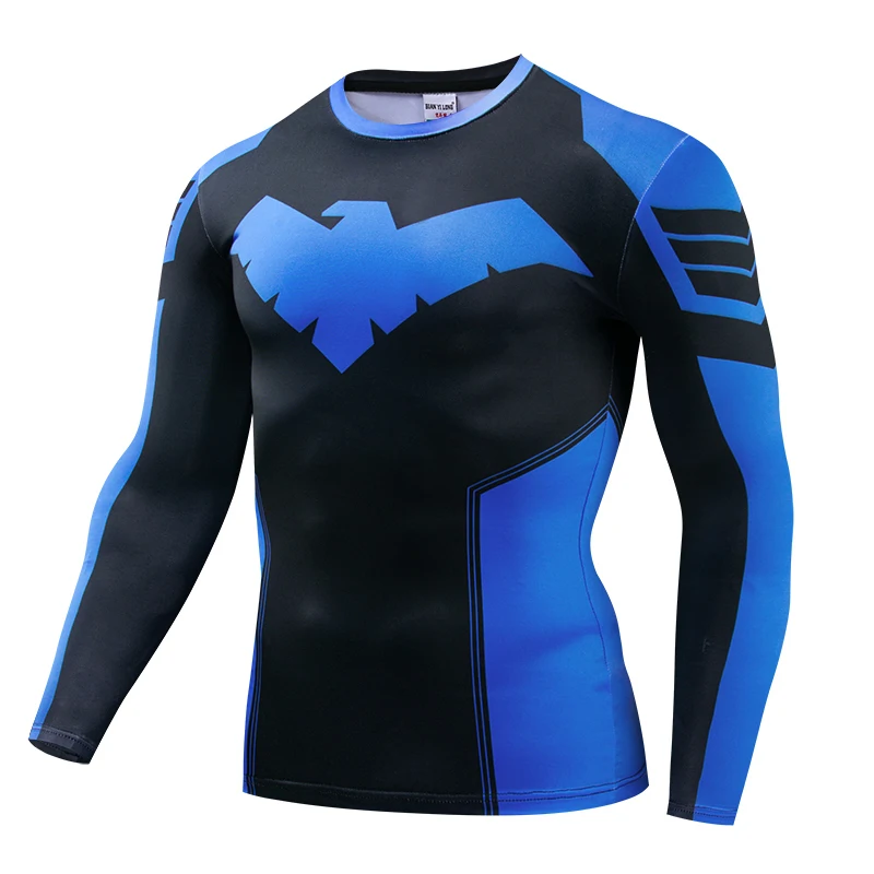 Compression T-Shirts Sportswear Gym Rash Guard Boxing Training Sports Tops 3D Nightwing Men T Shirt Running Quick-Dry Shirts Men photo 1