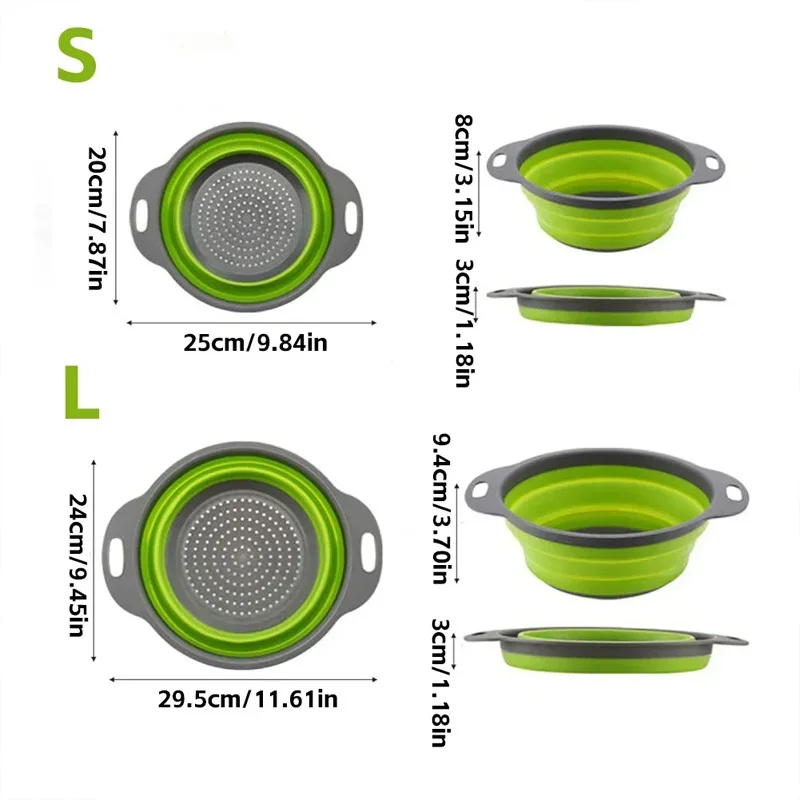 Silicone Folding Drain Basket Fruit Vegetable Washing Basket Foldable Strainer Colander Collapsible Drainer Kitchen Storage Tool photo 6