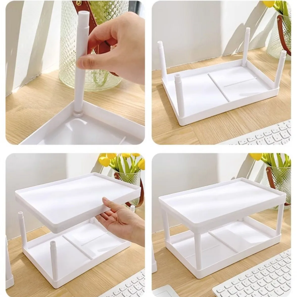Multifunctional Desktop Cosmetic Storage Rack Office Storage Box Organizer Stationery Sorting Rack Double-layer Storage Rack photo 6