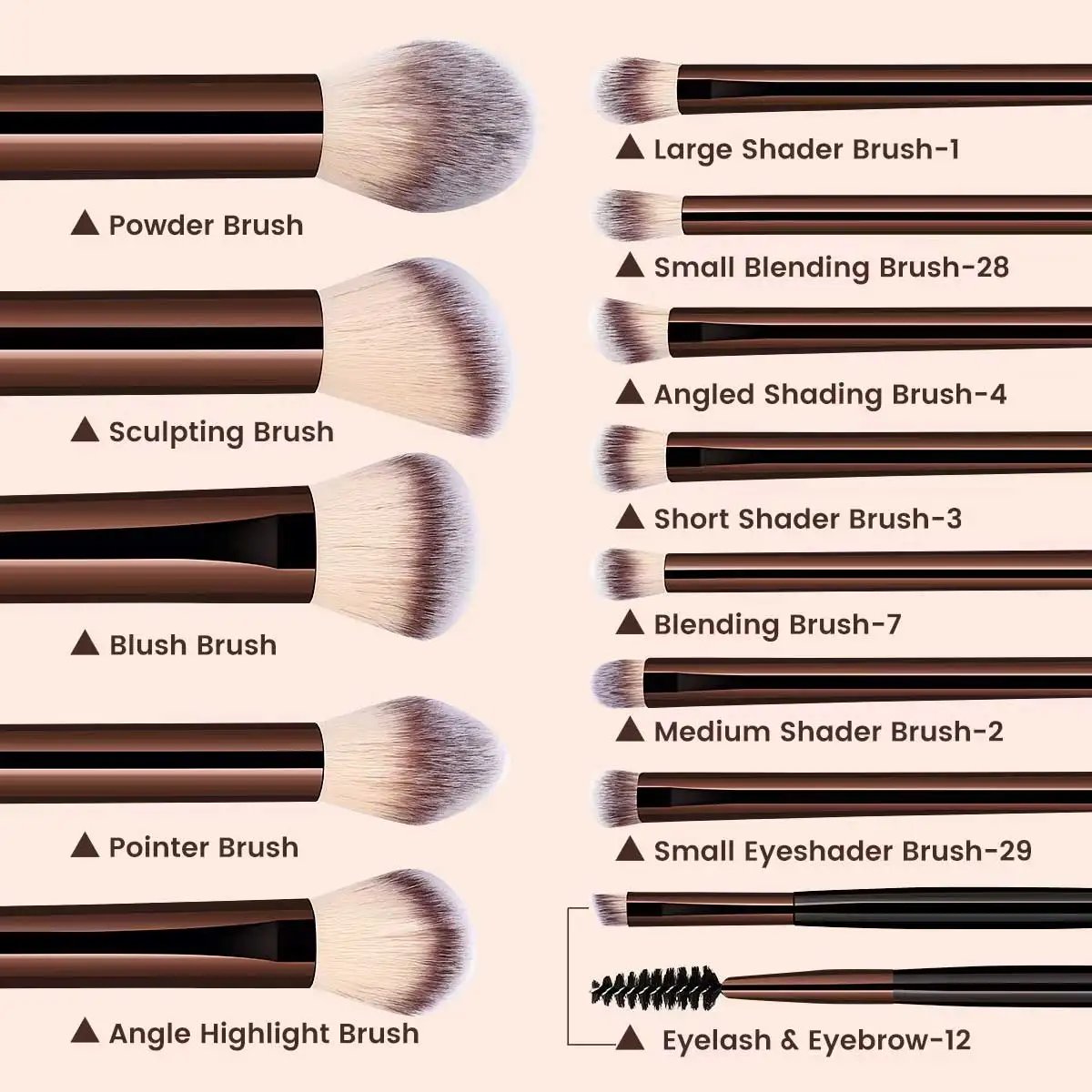 13PCS Makeup Brush Set Foundation Concealer Powder Eyeshadow Blush Brush Kabuki Blending Cosmetic Beauty Tool for Face photo 3