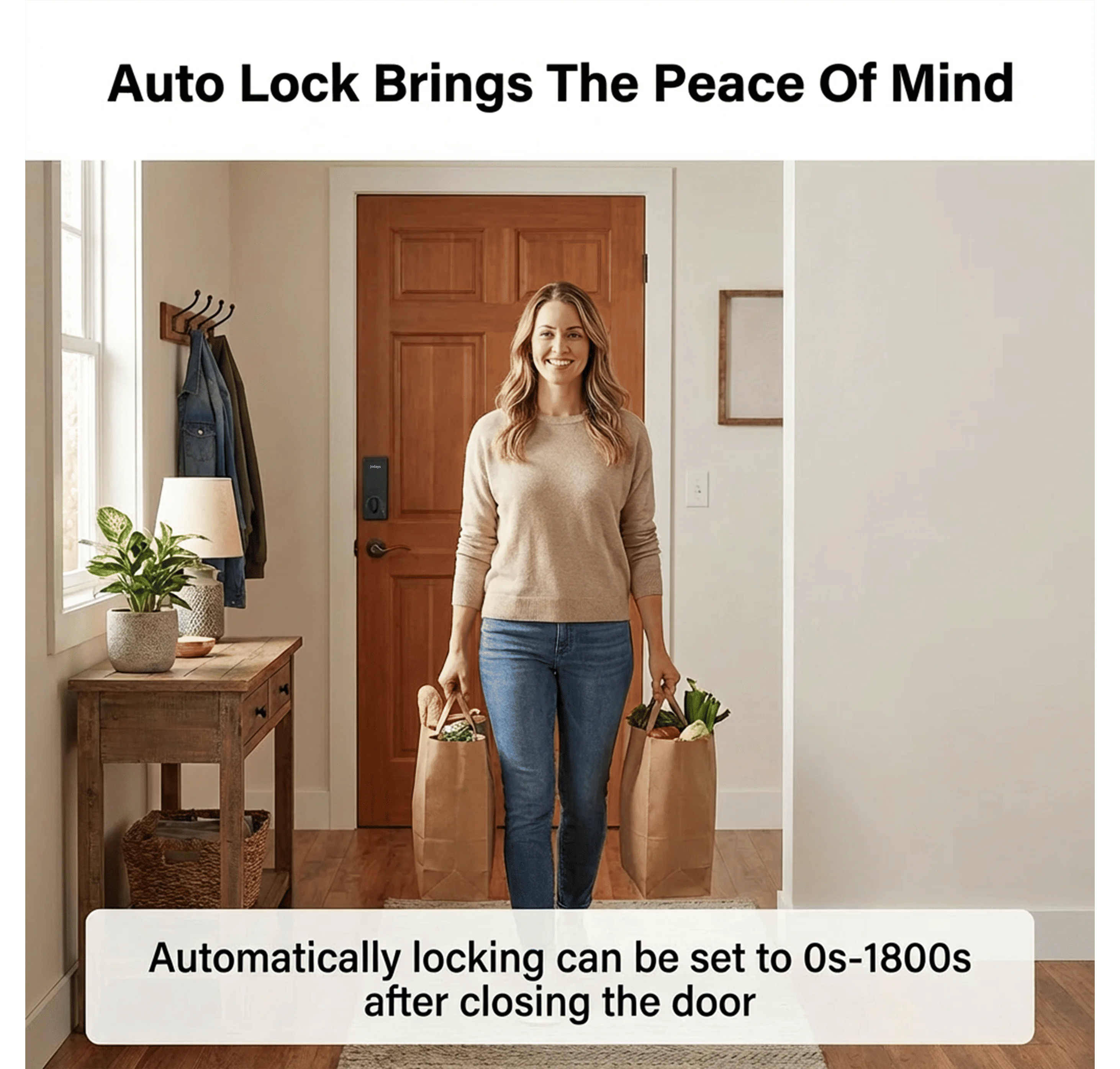 Jodays Smart Deadbolt Lock with Fingerprint & Keypad, Keyless Entry Door Lock with App Control, Temporary and One-Time Password, Auto Lock & Anti-Peep Passcode, Powered by 4pcs AA Alkaline Batteries (No Included), Easy Installation for Front Door photo 5
