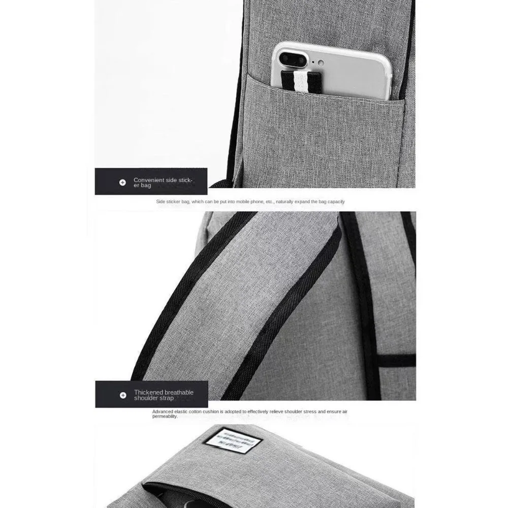Trendy Oxford Cloth Versatile Backpack 15 inches Black Grey Computer Bag Washable School Student Backpack Unisex photo 4