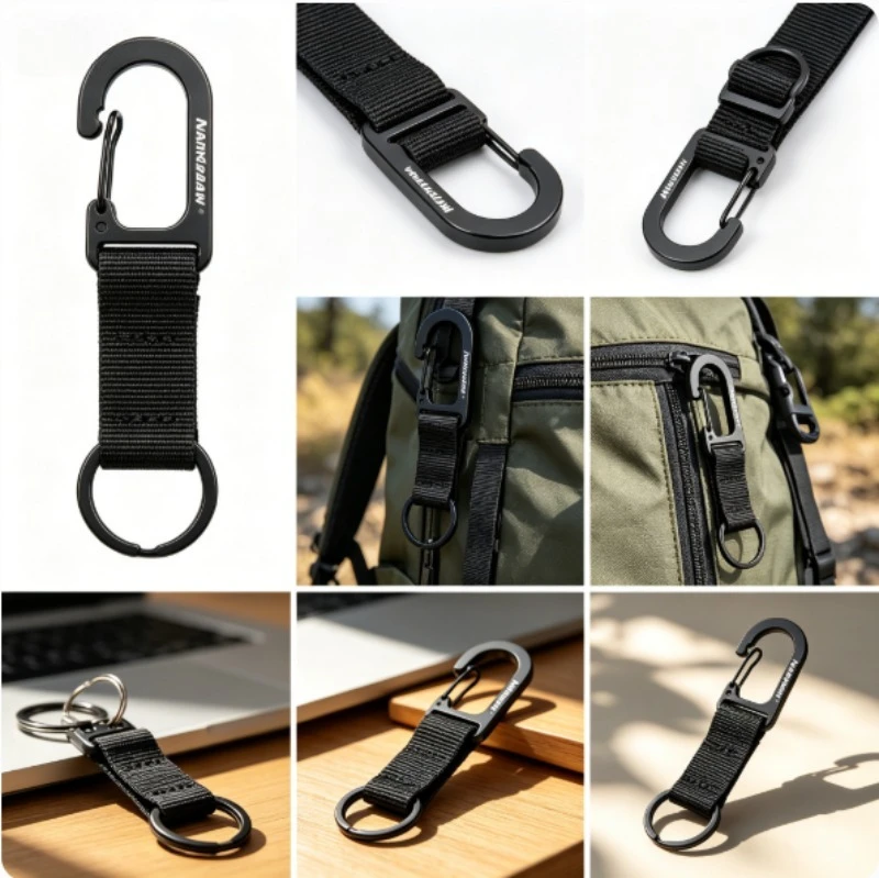 1/2/5Pcs Webbing Spring Snap Hook Carabiner Quick Clip Key Ring Keychain Backpack Accessory for Outdoor Camping Hiking EDC Gear photo 3